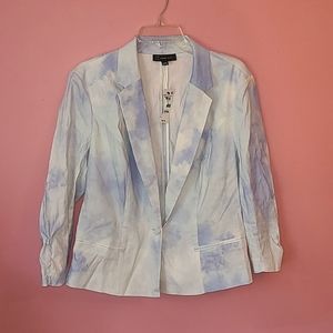 Women's INC Blue Tie Dyed Blazer